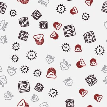 Set line Solar energy panel, Weather forecast, Cloud and lightning and Rainbow Illustrazione stock