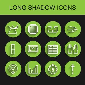 Set line Solar system, Pie chart infographic, Light rays prism, Compass, Pipette Illustrazione stock