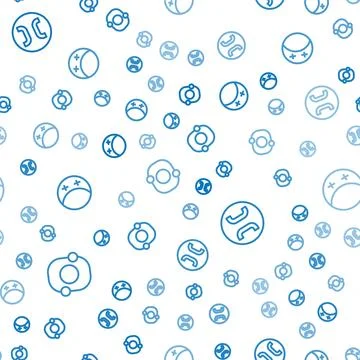 Set line Solar system, Pisces zodiac and Eclipse of the sun on seamless pat.. Illustrazione stock