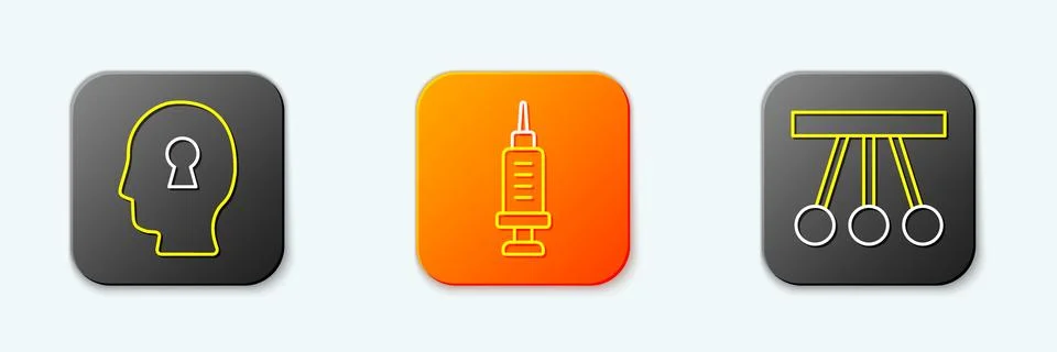 Set line Solution to the problem, Addiction drug and Pendulum icon. Vector Stock Illustration