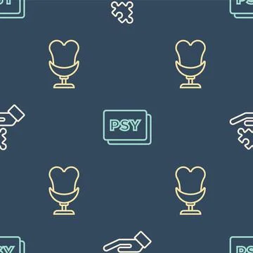 Set line Solution to the problem, Armchair and Psychology, Psi on seamless Stock Illustration