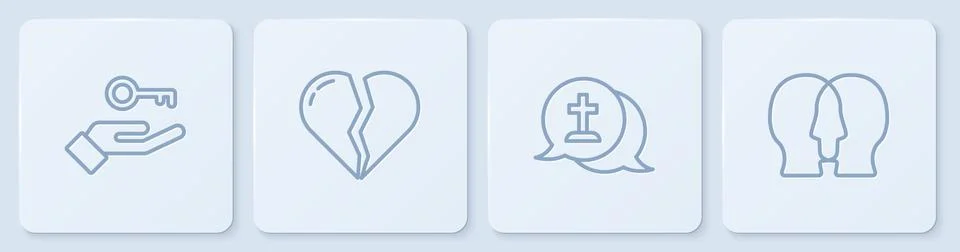 Set line Solution to the problem, Graves funeral sorrow, Broken heart divorce 스톡 일러스트