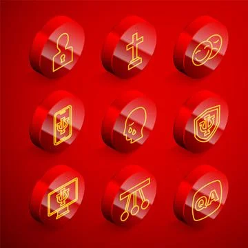 Set line Solution to the problem, Graves funeral sorrow, Comedy and tragedy.. Stock Illustration