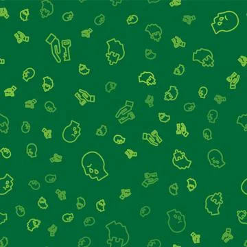 Set line Solution to the problem, Man graves funeral sorrow and on seamless Illustrazione stock