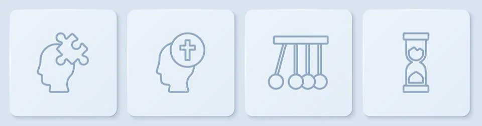 Set line Solution to the problem, Pendulum, Man graves funeral sorrow and Old Stock Illustration