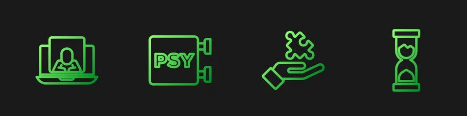 Set line Solution to the problem, Psychologist online, Psychology, Psi and Old Stock Illustration