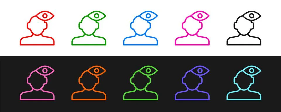 Set line Solution to the problem in psychology icon isolated on black and white Illustrazione stock