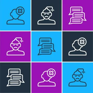 Set line Solution problem in psychology, Online psychological counseling and Stock Illustration