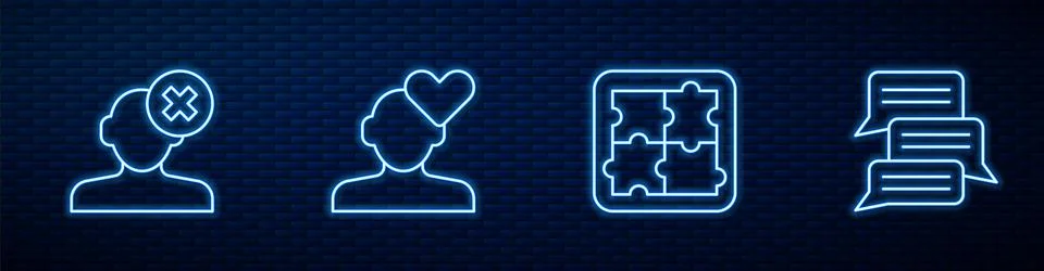 Set line Solution problem in psychology, Broken heart or divorce and Online Illustrazione stock