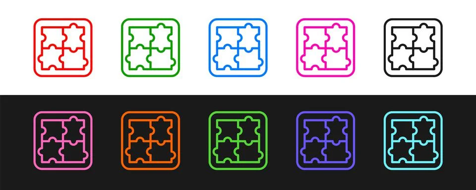 Set line Solution to the problem in psychology icon isolated on black and white 스톡 일러스트