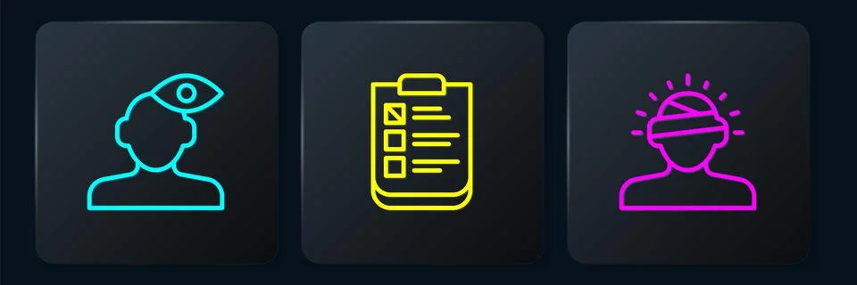 Set line Solution problem in psychology, Concussion, headache and Psychological Illustrazione stock