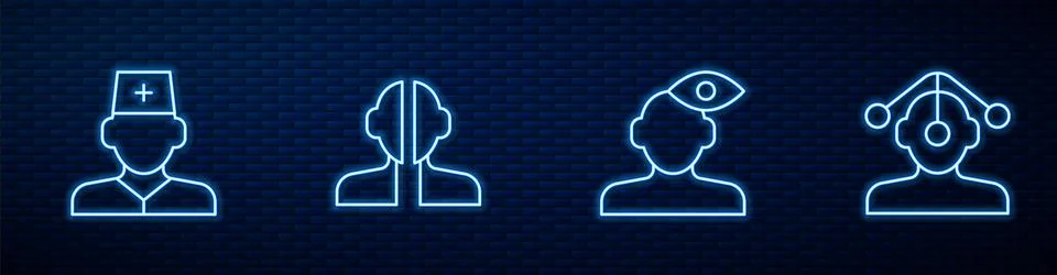 Set line Solution problem in psychology, Male doctor, Bipolar disorder and Stock Illustration