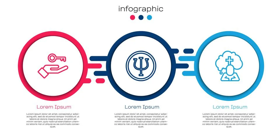 Set line Solution to the problem, Psychology, Psi and Man graves funeral sorr Stock Illustration