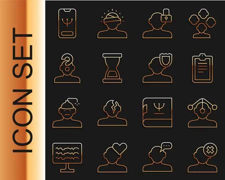 Set line Solution problem in psychology, Hypnosis, Psychological test, Closed Stock Illustration