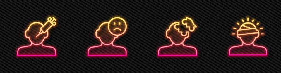 Set line Solution problem in psychology, Addiction to the drug, Sad and Illustrazione stock