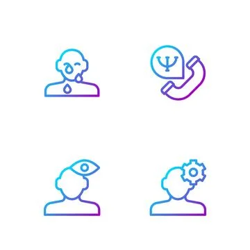 Set line Solution problem in psychology, Tear cry eye and Online psychological Stock Illustration