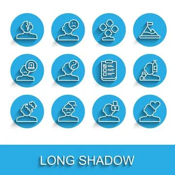 Set line Solution problem in psychology, Concussion, headache, Closed Illustrazione stock