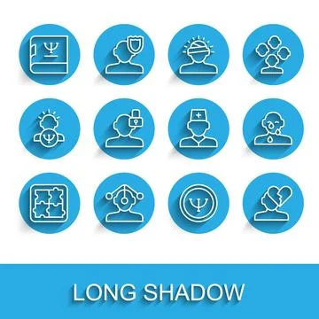 Set line Solution problem in psychology, Hypnosis, Psychology book, Broken .. Stock Illustration