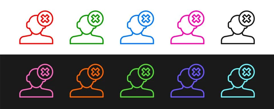 Set line Solution to the problem in psychology icon isolated on black and w.. Stock Illustration