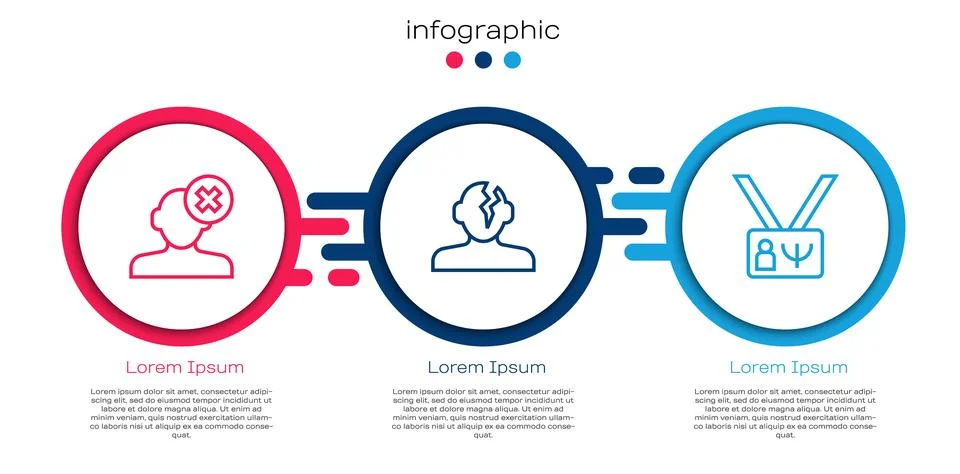 Set line Solution problem in psychology,  and Psychology. Business infograp.. Illustrazione stock