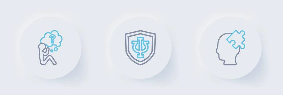 Set line Solution to the problem, Psychology, Psi and Head with question ma.. イラスト素材