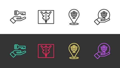 Set line Solution to the problem, Rorschach test, Psychology, Psi and  on b.. 스톡 일러스트