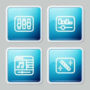 Set line Sound mixer controller, Music equalizer, player and Photo retouchi.. イラスト素材