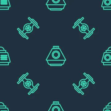Set line Space capsule, Cosmic ship and on seamless pattern. Vector 스톡 일러스트