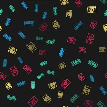 Set line Spam, Password protection, Laptop with exclamation mark and Mail Stock Illustration