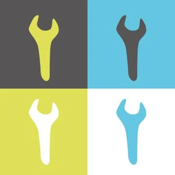 Set line spanner  icon isolated on color background. Stock Illustration