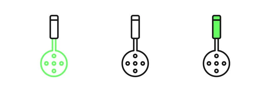 Set line Spatula icon isolated on white background. Kitchen spatula icon. B.. Stock Illustration