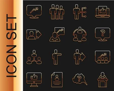 Set line Speaker, Project team base, Question mark, User of man in business.. Stock Illustration