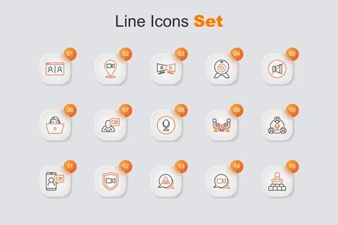 Set line Speaker, Video chat conference, Speech bubble, Meeting,  and Micro.. イラスト素材