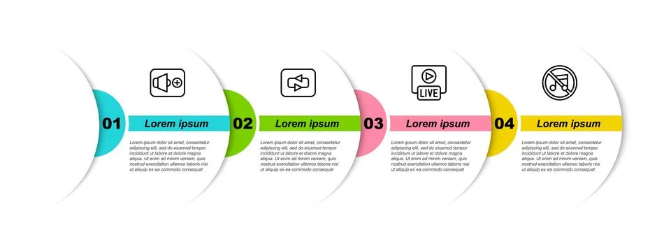Set line Speaker volume, Repeat button, Live stream and mute. Business 스톡 일러스트