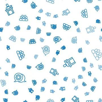 Set line Speech bubble chat, Speaker and Project team base on seamless pattern Stock Illustration