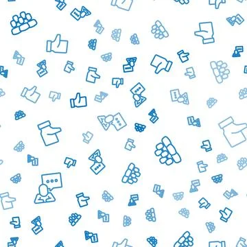 Set line Speech bubble chat, Project team base and Hand like on seamless pattern Illustrazione stock