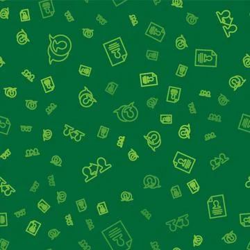 Set line Speech bubble chat, Project team base and Resume on seamless pattern Stock Illustration