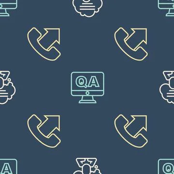 Set line Speech bubble chat, Telephone 24 hours support and Question and Answer 스톡 일러스트