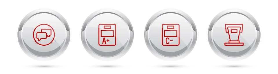 Set line Speech bubble chat, Exam sheet with A plus grade, paper incorrect an 스톡 일러스트