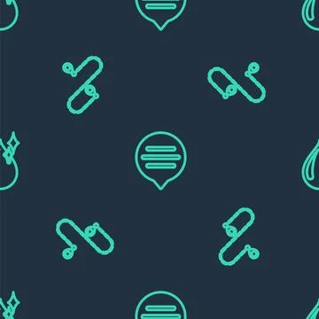 Set line Speech bubble chat, Route location and Clean water drop on seamless  Illustrazione stock