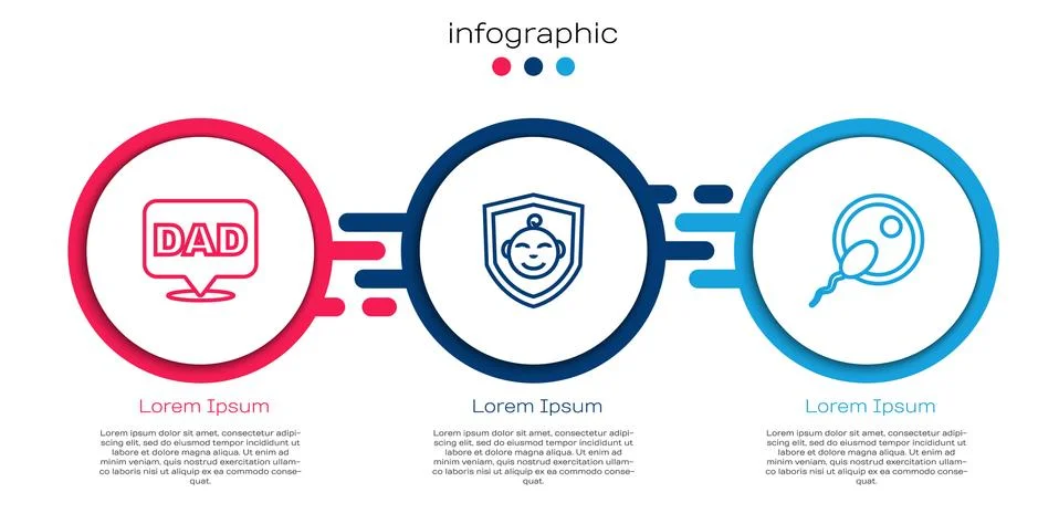 Set line Speech bubble dad, Baby on shield and Sperm. Business infographic Stock Illustration