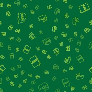 Set line Speech bubble dad, ABC book and Baby stroller on seamless pattern Stock Illustration