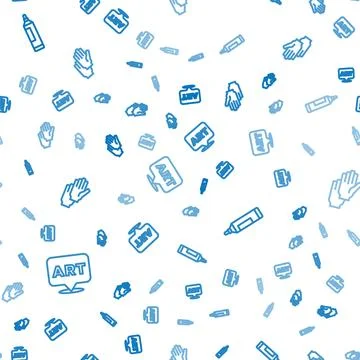 Set line Speech bubble with text art, Marker pen and Rubber gloves on seaml.. Stock Illustration