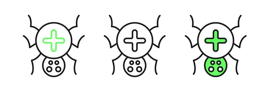 Set line Spider icon isolated on white background. Happy Halloween party.  .. Stock Illustration
