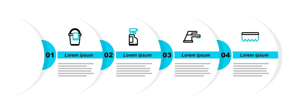 Set line Sponge with bubbles, Water tap, Spray bottle detergent liquid and .. Stock-Illustration