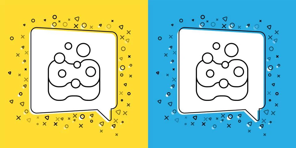 Set line Sponge icon isolated on yellow and blue background. Wisp of bast for Stock Illustration