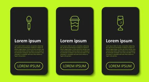 Set line Spoon, Coffee cup to go and Wine glass. Business infographic templat Stock Illustration