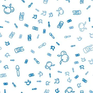 Set line Spoon, Fruit and Lighter on seamless pattern. Vector Stock Illustration