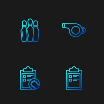 Set line Sport training program, Checklist clipboard and tennis ball, Bowling Stock Illustration