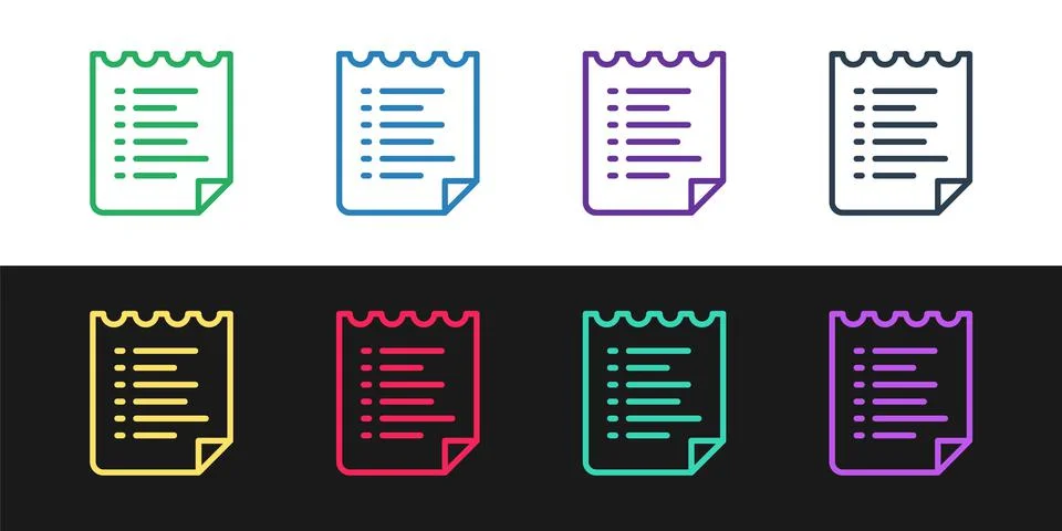 Set line Sport training program or fitness plan icon isolated on black and white Stock Illustration